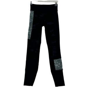 Lululemon Ankle Leggings Size 2 Navy Blue Camouflage Mixed Print Ribbed Hem